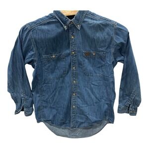 Wrangler Shirt Mens Large Denim Long Sleeve Button‎ Western Riggs Workwear